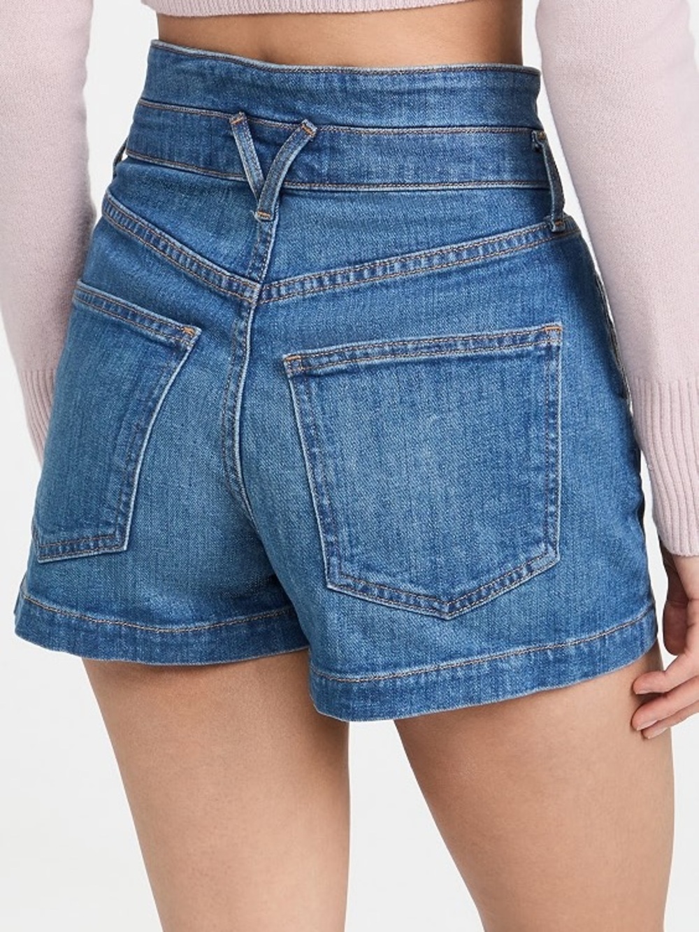 Veronica Beard Jalen High-Waist Blue Denim Shorts - Picture 3 of 8